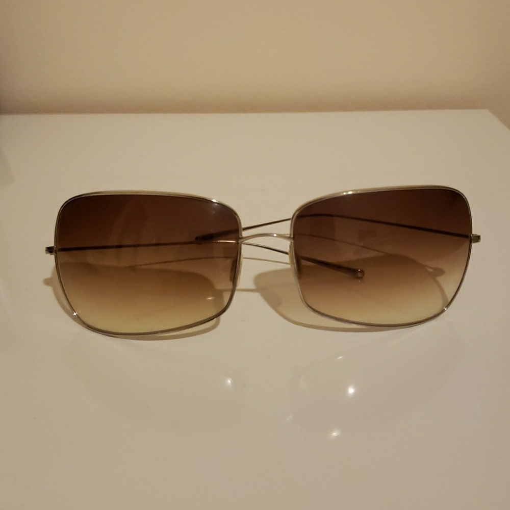 Oliver Peoples Silver Frame Brown Gradient Lens Sunglasses